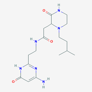 molecular formula C17H28N6O3 B3735439 N-[2-(4-amino-6-hydroxy-2-pyrimidinyl)ethyl]-2-[1-(3-methylbutyl)-3-oxo-2-piperazinyl]acetamide 