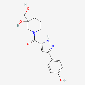 molecular formula C16H19N3O4 B3735442 3-(hydroxymethyl)-1-{[3-(4-hydroxyphenyl)-1H-pyrazol-5-yl]carbonyl}-3-piperidinol 