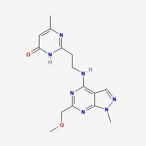 molecular formula C15H19N7O2 B3735466 2-(2-{[6-(methoxymethyl)-1-methyl-1H-pyrazolo[3,4-d]pyrimidin-4-yl]amino}ethyl)-6-methyl-4(3H)-pyrimidinone 