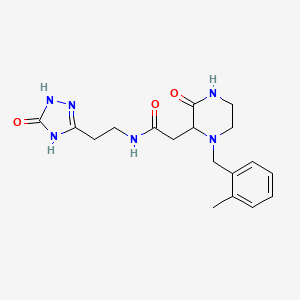 molecular formula C18H24N6O3 B3735551 2-[1-(2-methylbenzyl)-3-oxo-2-piperazinyl]-N-[2-(5-oxo-4,5-dihydro-1H-1,2,4-triazol-3-yl)ethyl]acetamide 