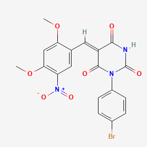 molecular formula C19H14BrN3O7 B3735671 1-(4-bromophenyl)-5-(2,4-dimethoxy-5-nitrobenzylidene)-2,4,6(1H,3H,5H)-pyrimidinetrione 