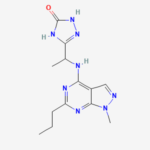 molecular formula C13H18N8O B3735687 5-{1-[(1-methyl-6-propyl-1H-pyrazolo[3,4-d]pyrimidin-4-yl)amino]ethyl}-2,4-dihydro-3H-1,2,4-triazol-3-one 