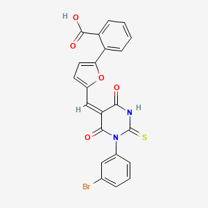molecular formula C22H13BrN2O5S B3735723 2-(5-{[1-(3-bromophenyl)-4,6-dioxo-2-thioxotetrahydro-5(2H)-pyrimidinylidene]methyl}-2-furyl)benzoic acid 