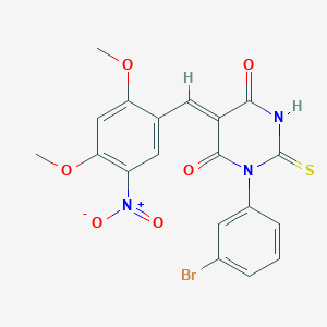 molecular formula C19H14BrN3O6S B3735755 1-(3-bromophenyl)-5-(2,4-dimethoxy-5-nitrobenzylidene)-2-thioxodihydro-4,6(1H,5H)-pyrimidinedione 