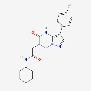 molecular formula C20H23ClN4O2 B3735766 2-[3-(4-chlorophenyl)-5-oxo-4,5,6,7-tetrahydropyrazolo[1,5-a]pyrimidin-6-yl]-N-cyclohexylacetamide 