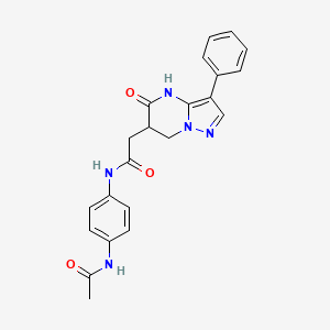 molecular formula C22H21N5O3 B3735787 N-[4-(acetylamino)phenyl]-2-(5-oxo-3-phenyl-4,5,6,7-tetrahydropyrazolo[1,5-a]pyrimidin-6-yl)acetamide 