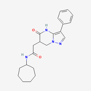 molecular formula C21H26N4O2 B3735809 N-cycloheptyl-2-(5-oxo-3-phenyl-4,5,6,7-tetrahydropyrazolo[1,5-a]pyrimidin-6-yl)acetamide 