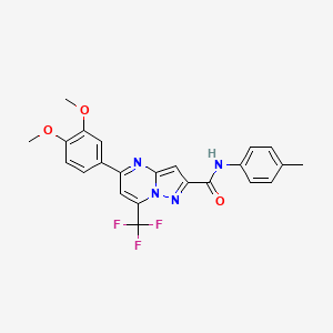 molecular formula C23H19F3N4O3 B3735857 5-(3,4-dimethoxyphenyl)-N-(4-methylphenyl)-7-(trifluoromethyl)pyrazolo[1,5-a]pyrimidine-2-carboxamide 