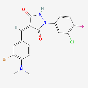 molecular formula C18H14BrClFN3O2 B3735910 4-[3-bromo-4-(dimethylamino)benzylidene]-1-(3-chloro-4-fluorophenyl)-3,5-pyrazolidinedione 