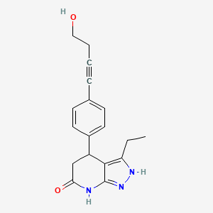 3-ethyl-4-[4-(4-hydroxybut-1-yn-1-yl)phenyl]-1,4,5,7-tetrahydro-6H-pyrazolo[3,4-b]pyridin-6-one