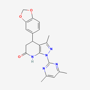 molecular formula C20H19N5O3 B3735942 4-(1,3-benzodioxol-5-yl)-1-(4,6-dimethyl-2-pyrimidinyl)-3-methyl-1,4,5,7-tetrahydro-6H-pyrazolo[3,4-b]pyridin-6-one 