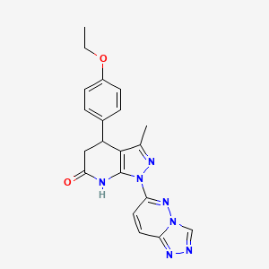 molecular formula C20H19N7O2 B3735960 4-(4-ethoxyphenyl)-3-methyl-1-[1,2,4]triazolo[4,3-b]pyridazin-6-yl-1,4,5,7-tetrahydro-6H-pyrazolo[3,4-b]pyridin-6-one 