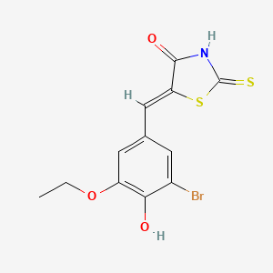 molecular formula C12H10BrNO3S2 B3735978 5-(3-bromo-5-ethoxy-4-hydroxybenzylidene)-2-thioxo-1,3-thiazolidin-4-one 