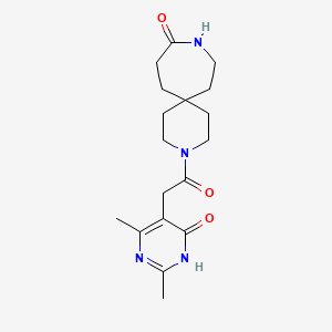 molecular formula C18H26N4O3 B3736049 3-[(2,4-dimethyl-6-oxo-1,6-dihydropyrimidin-5-yl)acetyl]-3,9-diazaspiro[5.6]dodecan-10-one 
