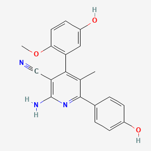 molecular formula C20H17N3O3 B3736077 2-amino-4-(5-hydroxy-2-methoxyphenyl)-6-(4-hydroxyphenyl)-5-methylnicotinonitrile 