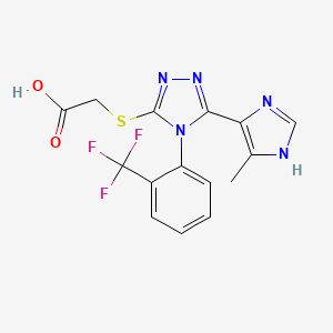 molecular formula C15H12F3N5O2S B3736088 ({5-(4-methyl-1H-imidazol-5-yl)-4-[2-(trifluoromethyl)phenyl]-4H-1,2,4-triazol-3-yl}thio)acetic acid 
