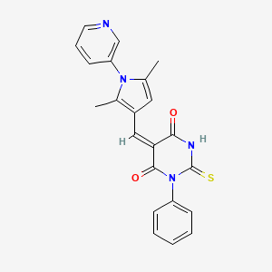 molecular formula C22H18N4O2S B3736306 5-{[2,5-dimethyl-1-(3-pyridinyl)-1H-pyrrol-3-yl]methylene}-1-phenyl-2-thioxodihydro-4,6(1H,5H)-pyrimidinedione 
