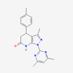 molecular formula C20H21N5O B3736317 1-(4,6-dimethyl-2-pyrimidinyl)-3-methyl-4-(4-methylphenyl)-1,4,5,7-tetrahydro-6H-pyrazolo[3,4-b]pyridin-6-one 