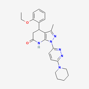 molecular formula C24H28N6O2 B3736326 4-(2-ethoxyphenyl)-3-methyl-1-[6-(1-piperidinyl)-3-pyridazinyl]-1,4,5,7-tetrahydro-6H-pyrazolo[3,4-b]pyridin-6-one 