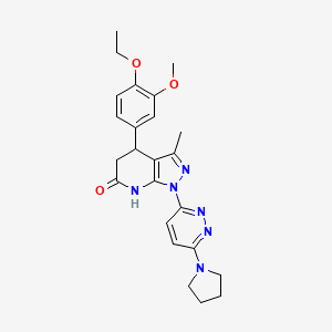 molecular formula C24H28N6O3 B3736339 4-(4-ethoxy-3-methoxyphenyl)-3-methyl-1-[6-(1-pyrrolidinyl)-3-pyridazinyl]-1,4,5,7-tetrahydro-6H-pyrazolo[3,4-b]pyridin-6-one 