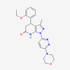 molecular formula C23H26N6O3 B3736352 4-(2-ethoxyphenyl)-3-methyl-1-[6-(4-morpholinyl)-3-pyridazinyl]-1,4,5,7-tetrahydro-6H-pyrazolo[3,4-b]pyridin-6-one 