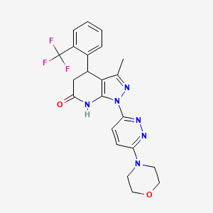 molecular formula C22H21F3N6O2 B3736359 3-methyl-1-[6-(4-morpholinyl)-3-pyridazinyl]-4-[2-(trifluoromethyl)phenyl]-1,4,5,7-tetrahydro-6H-pyrazolo[3,4-b]pyridin-6-one 