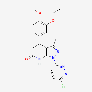 molecular formula C20H20ClN5O3 B3736364 1-(6-chloro-3-pyridazinyl)-4-(3-ethoxy-4-methoxyphenyl)-3-methyl-1,4,5,7-tetrahydro-6H-pyrazolo[3,4-b]pyridin-6-one 