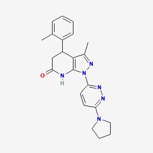 molecular formula C22H24N6O B3736371 3-methyl-4-(2-methylphenyl)-1-[6-(1-pyrrolidinyl)-3-pyridazinyl]-1,4,5,7-tetrahydro-6H-pyrazolo[3,4-b]pyridin-6-one 