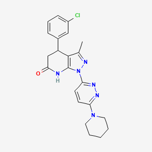 molecular formula C22H23ClN6O B3736375 4-(3-chlorophenyl)-3-methyl-1-[6-(1-piperidinyl)-3-pyridazinyl]-1,4,5,7-tetrahydro-6H-pyrazolo[3,4-b]pyridin-6-one 
