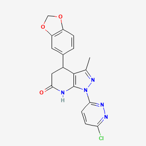 molecular formula C18H14ClN5O3 B3736391 4-(1,3-benzodioxol-5-yl)-1-(6-chloro-3-pyridazinyl)-3-methyl-1,4,5,7-tetrahydro-6H-pyrazolo[3,4-b]pyridin-6-one 