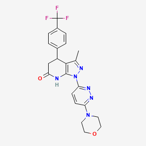 molecular formula C22H21F3N6O2 B3736398 3-methyl-1-[6-(4-morpholinyl)-3-pyridazinyl]-4-[4-(trifluoromethyl)phenyl]-1,4,5,7-tetrahydro-6H-pyrazolo[3,4-b]pyridin-6-one 