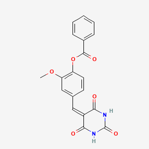 molecular formula C19H14N2O6 B3736410 2-methoxy-4-[(2,4,6-trioxotetrahydro-5(2H)-pyrimidinylidene)methyl]phenyl benzoate 