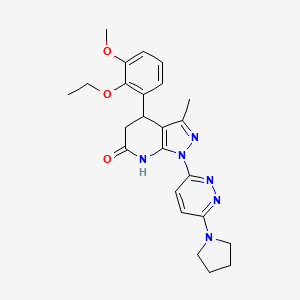 molecular formula C24H28N6O3 B3736487 4-(2-ethoxy-3-methoxyphenyl)-3-methyl-1-[6-(1-pyrrolidinyl)-3-pyridazinyl]-1,4,5,7-tetrahydro-6H-pyrazolo[3,4-b]pyridin-6-one 