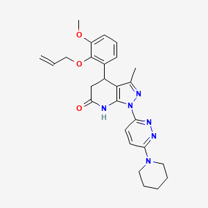 molecular formula C26H30N6O3 B3736517 4-[2-(allyloxy)-3-methoxyphenyl]-3-methyl-1-[6-(1-piperidinyl)-3-pyridazinyl]-1,4,5,7-tetrahydro-6H-pyrazolo[3,4-b]pyridin-6-one 