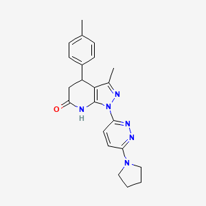 molecular formula C22H24N6O B3736522 3-methyl-4-(4-methylphenyl)-1-[6-(1-pyrrolidinyl)-3-pyridazinyl]-1,4,5,7-tetrahydro-6H-pyrazolo[3,4-b]pyridin-6-one 
