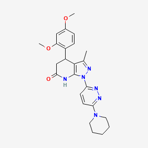 molecular formula C24H28N6O3 B3736545 4-(2,4-dimethoxyphenyl)-3-methyl-1-[6-(1-piperidinyl)-3-pyridazinyl]-1,4,5,7-tetrahydro-6H-pyrazolo[3,4-b]pyridin-6-one 