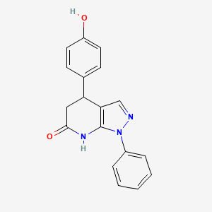 molecular formula C18H15N3O2 B3736548 4-(4-hydroxyphenyl)-1-phenyl-1,4,5,7-tetrahydro-6H-pyrazolo[3,4-b]pyridin-6-one 