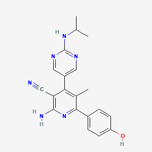 2-amino-6-(4-hydroxyphenyl)-4-[2-(isopropylamino)pyrimidin-5-yl]-5-methylnicotinonitrile