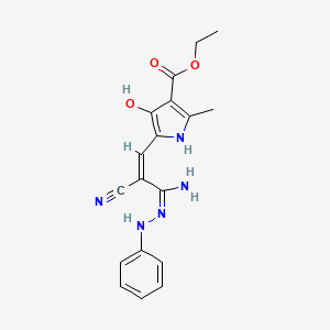 ethyl 5-[3-amino-2-cyano-3-(2-phenylhydrazino)-2-propen-1-ylidene]-2-methyl-4-oxo-4,5-dihydro-1H-pyrrole-3-carboxylate