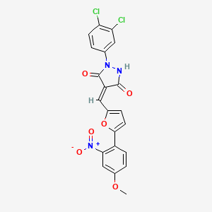 1-(3,4-dichlorophenyl)-4-{[5-(4-methoxy-2-nitrophenyl)-2-furyl]methylene}-3,5-pyrazolidinedione