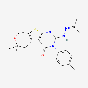 6,6-dimethyl-2-[2-(1-methylethylidene)hydrazino]-3-(4-methylphenyl)-3,5,6,8-tetrahydro-4H-pyrano[4',3':4,5]thieno[2,3-d]pyrimidin-4-one