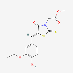 molecular formula C15H15NO5S2 B3736866 methyl [5-(3-ethoxy-4-hydroxybenzylidene)-4-oxo-2-thioxo-1,3-thiazolidin-3-yl]acetate 