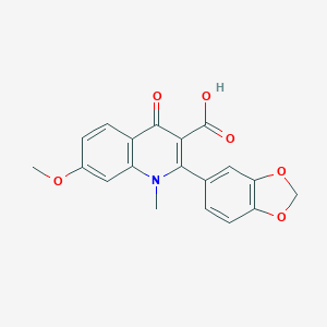 molecular formula C19H15NO6 B373694 2-(1,3-Benzodioxol-5-yl)-7-methoxy-1-methyl-4-oxo-1,4-dihydro-3-quinolinecarboxylic acid 