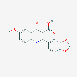 molecular formula C19H15NO6 B373695 2-(1,3-Benzodioxol-5-yl)-6-methoxy-1-methyl-4-oxo-1,4-dihydro-3-quinolinecarboxylic acid 