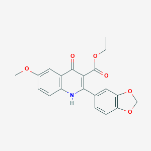 molecular formula C20H17NO6 B373697 Ethyl 2-(1,3-benzodioxol-5-yl)-4-hydroxy-6-methoxy-3-quinolinecarboxylate 