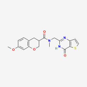 7-methoxy-N-methyl-N-[(4-oxo-3,4-dihydrothieno[3,2-d]pyrimidin-2-yl)methyl]chromane-3-carboxamide