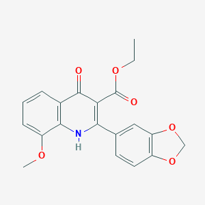 molecular formula C20H17NO6 B373698 Ethyl 2-(1,3-benzodioxol-5-yl)-4-hydroxy-8-methoxy-3-quinolinecarboxylate 