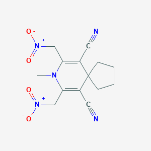 molecular formula C14H15N5O4 B373754 7,9-Bis{nitromethyl}-8-methyl-8-azaspiro[4.5]deca-6,9-diene-6,10-dicarbonitrile 