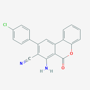 molecular formula C20H11ClN2O2 B373771 7-amino-9-(4-chlorophenyl)-6-oxo-6H-benzo[c]chromene-8-carbonitrile 
