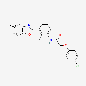 2-(4-chlorophenoxy)-N-[2-methyl-3-(5-methyl-1,3-benzoxazol-2-yl)phenyl]acetamide